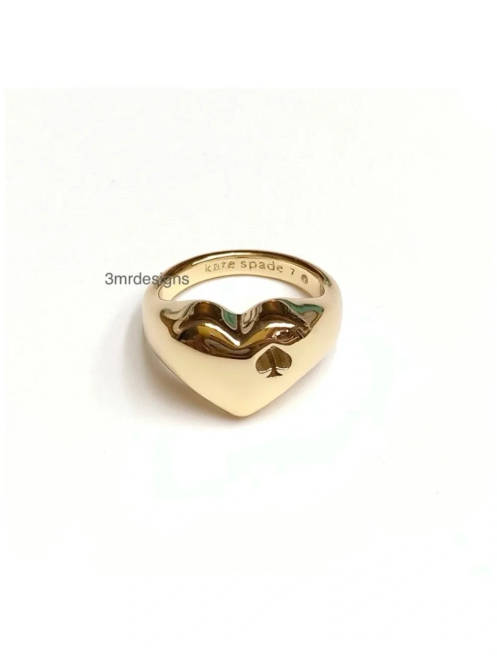 NWT Kate Spade ♠️ HEART & CUTOUT SPADE 12-K Gold Plated Signet Ring